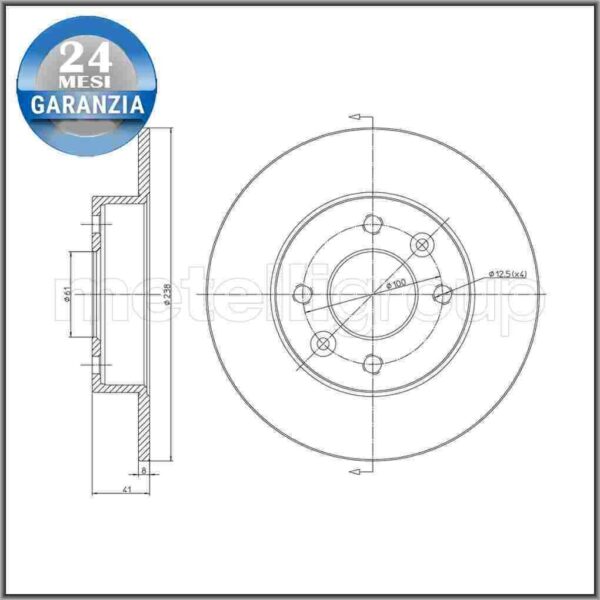 COPPIA DISCHI FRENO METELLI PER RENAULT TWINGO I RENAULT SUPER 5 RENAULT RAPID C