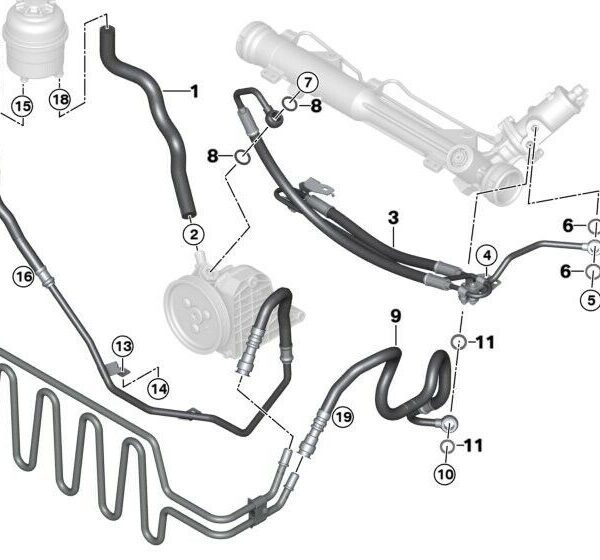 32416776340 TUBO RITORNO RADIATORE DEL SERVOSTERZO PER BMW