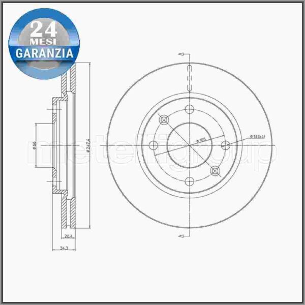 COPPIA DISCHI FRENO METELLI PER PEUGEOT 206 VAN PEUGEOT 206 PEUGEOT 306 2 CITROE